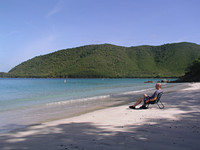 Relaxing on Little Maho Beach
